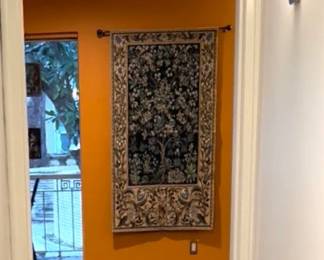 William Morris "Tree of Life" tapestry wall hanging, 63"x35"