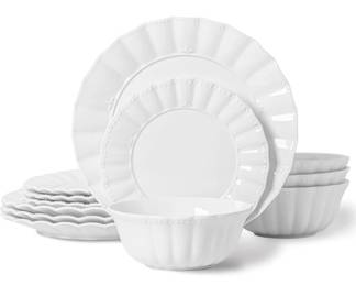 12-piece white porcelain dinnerware--NEW!
