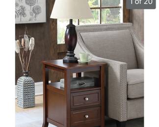 2-drawer brown wood end table--NEW!