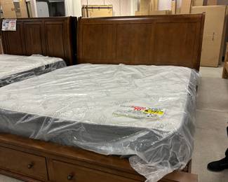 King sleigh bed with two storage drawers--NEW!