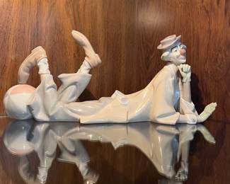 Lladro reclining clown with ball