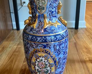 Shades of blue with floral design large vase