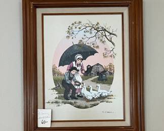 Amish children framed art