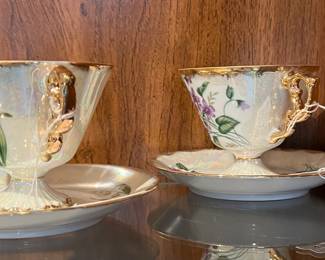 iridescent cups and saucers