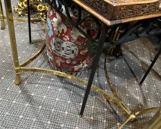 Hand Carved Tray on Iron Stand