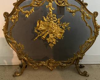 19th c French Bronze Fire Screen
