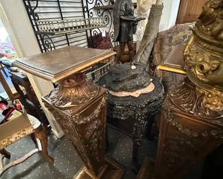 Bakers racks, Chinese Teakwood Tables, Japanese Bronze Figure