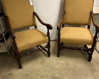 Burlap Covered Arm Chairs