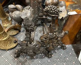 Hand Wrought Iron Andirons Foliage & Fruit