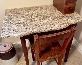 Unique Granite Top Desk with Chair