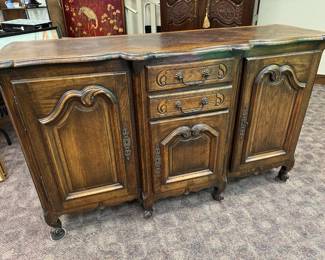 Carved Oak French Louis XV Sideboard