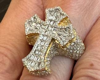 3 cttw Diamond & 10K Gold Cross Ring