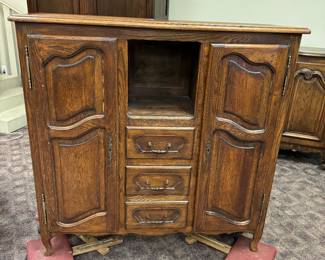 Carved Oak French Cabinet