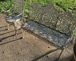 Antique Iron Settee and Chair