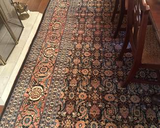 Wonderful Large Persian Rug ( 11'x16') Navy and Salmon colors