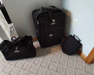 suitcase and little bag for$5.00 bag to the left of suitcase $5.00 