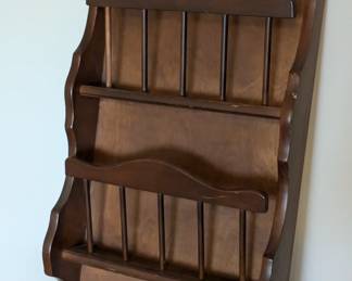 Wooden wall magazine rack