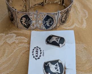 Sterling Silver Siam bracelet and earrings