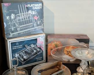 Silverplated flatware caddy