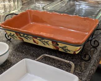 Glazed terracotta casserole dish