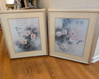 Lucy Liu 'Morning Glories' & 'Hibiscus and hummingbird' prints