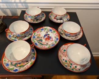 Vintage japanese hand painted tea cups