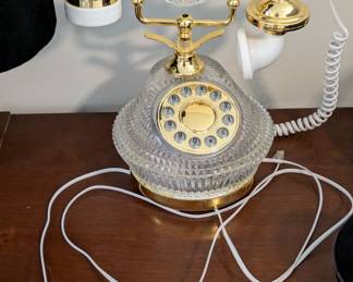 Vintage Crystal Goldtone telephone