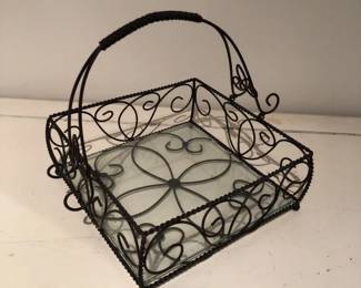 Elegant Metal and Glass Server or Centerpiece