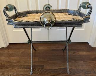 Iron and Wicker Tray Table