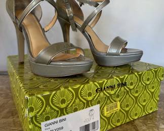 Gianni Bini Silver Strappy Pumps