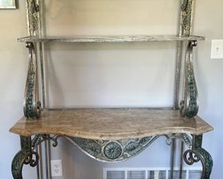 Cast Iron and Marble Bakers Rack