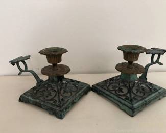Pair of Intricate Metal Cande Holders