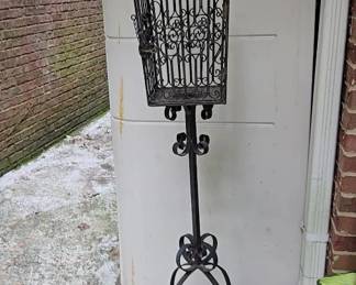 Standing Wrought Iron Bird Cage Candle Holder