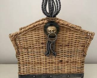 Beautiful Wicker and Wrought Iron Magazine Storage Bin
