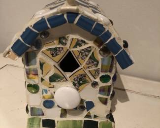 Handmade Mosaic and Clay Birdhouse