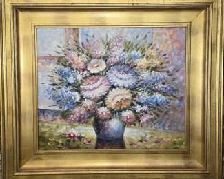 Framed Floral Still Life Painting