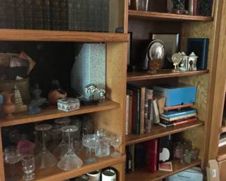 books, assorted glassware