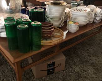 Coffee table and mixed china