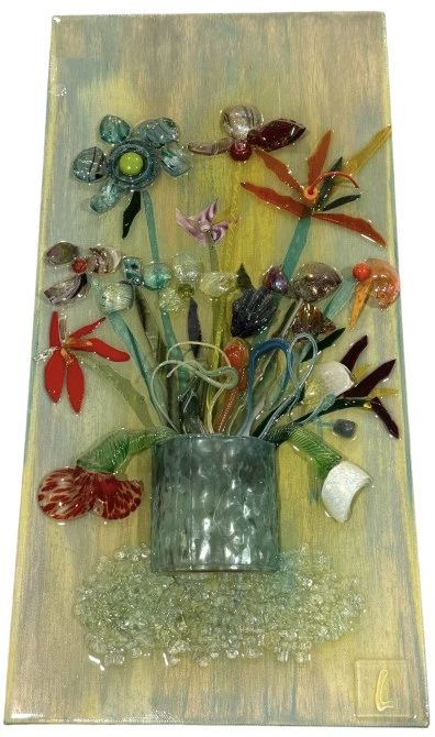 3D Flower Art Glass Wall Art