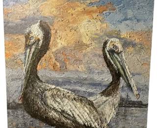 Ray Heard Pelicans at Dusk Painting