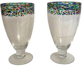 Pair of Confetti Mexican Style Goblets