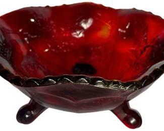 Ruby Red TriFooted Bowl