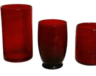Various Red Glass Drinking Glasses