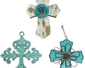 Three Turquoise Wall Crosses