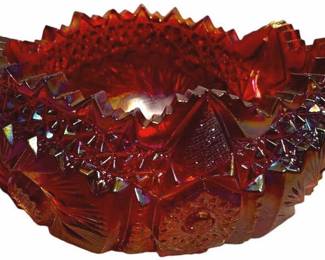 Vintage Red Carnival Glass Bowl