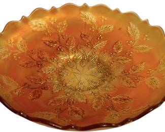 Fenton Holly Marigold Amber Glass Bowl