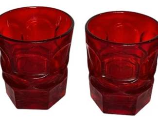 Four Fostoria Ruby Red Juice Glasses