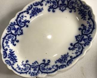 Lovely, oval, flow blue platter.