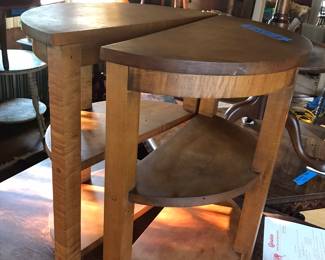 Demi-lune wood tables make a single round side table.