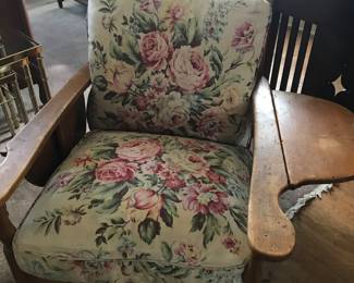 Pretty floral print chair with drop leaf side arms in each side. Remarkable!